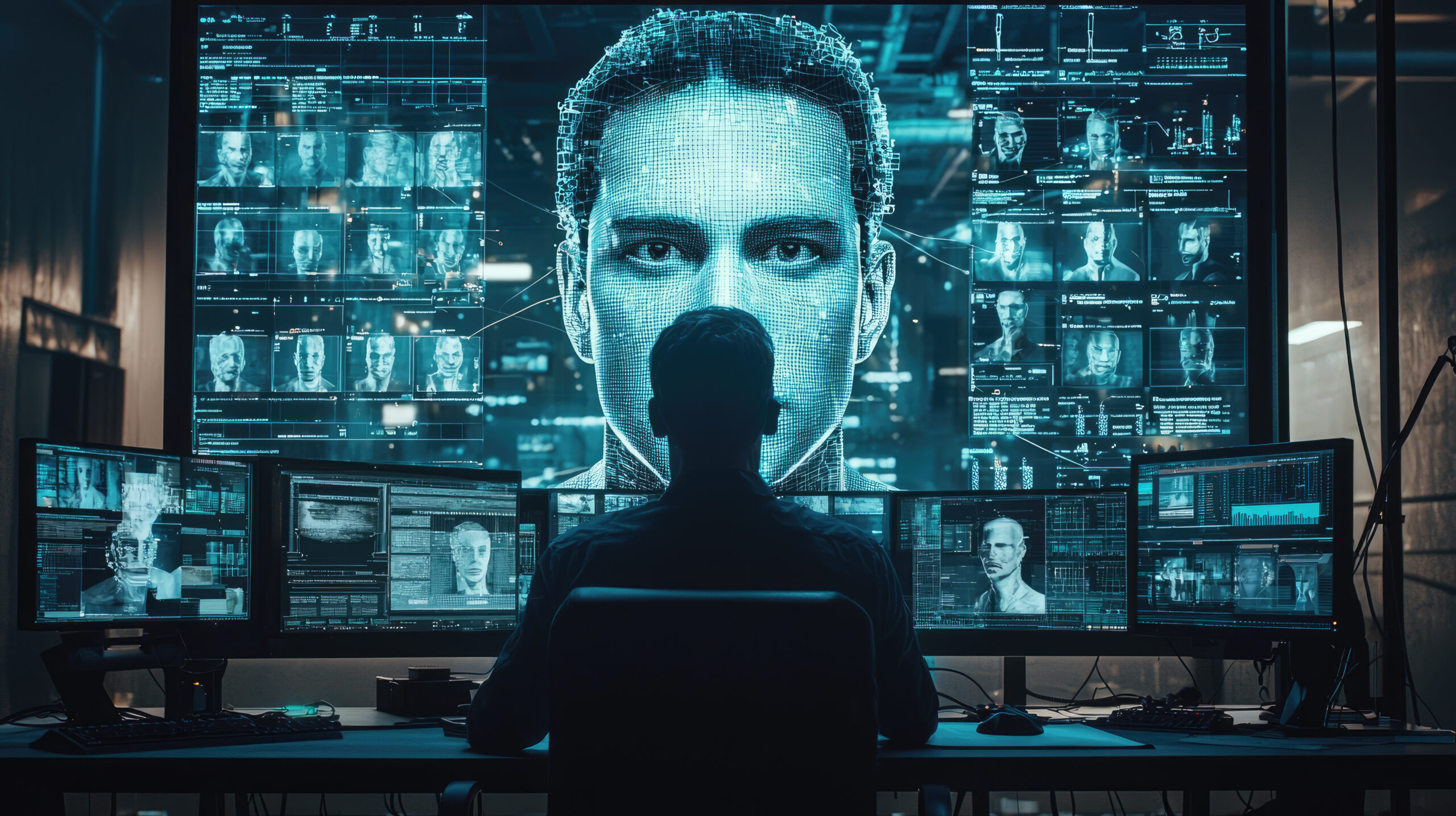 Security analyst monitoring agentic AI attacks across multiple screens in a control room
