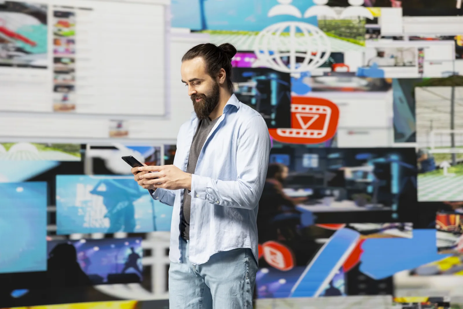 Modern online lifestyle influencer checking real time notifications