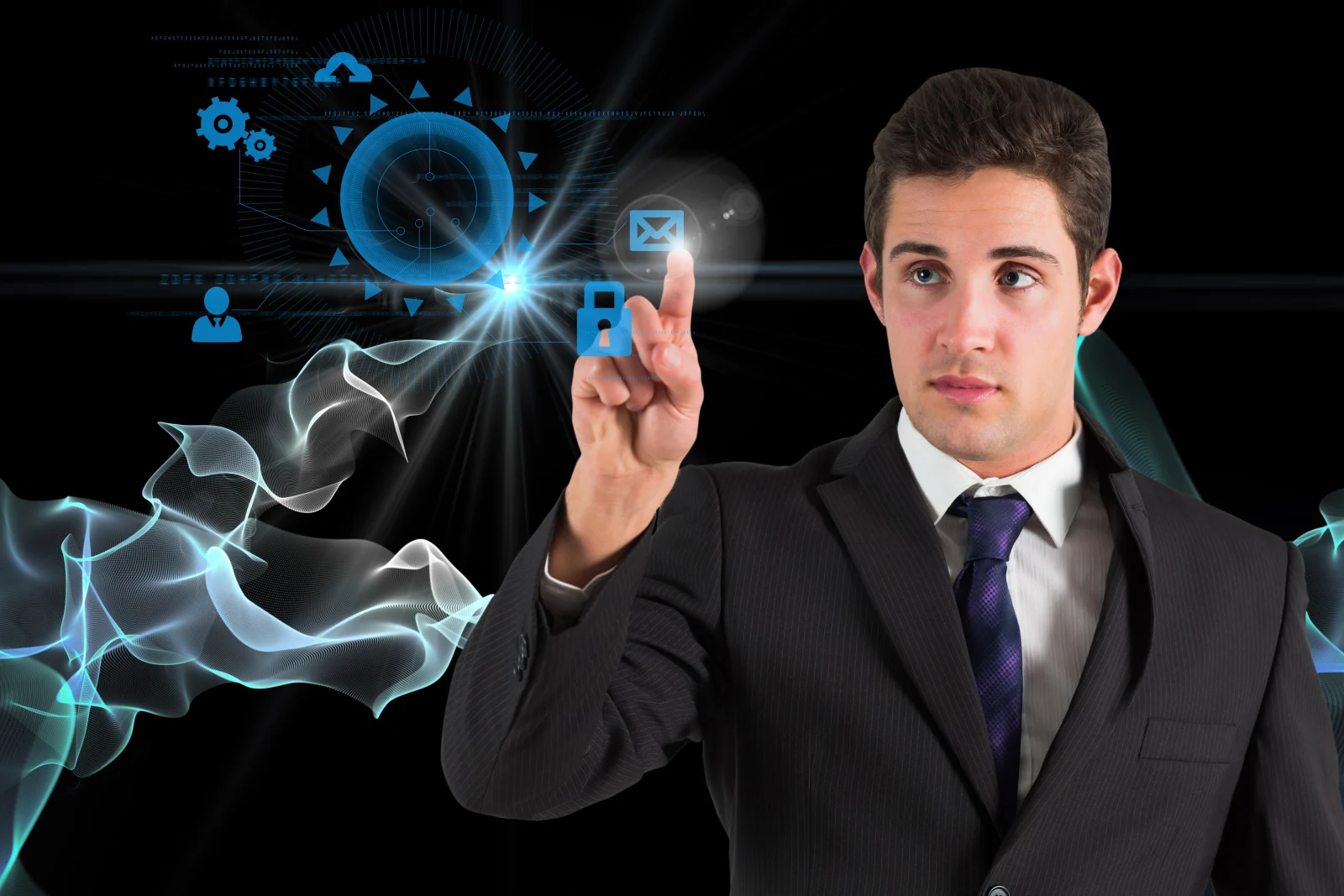 Businesman technological scene