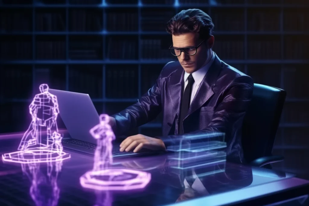 Person using ar technology perform their occupation
