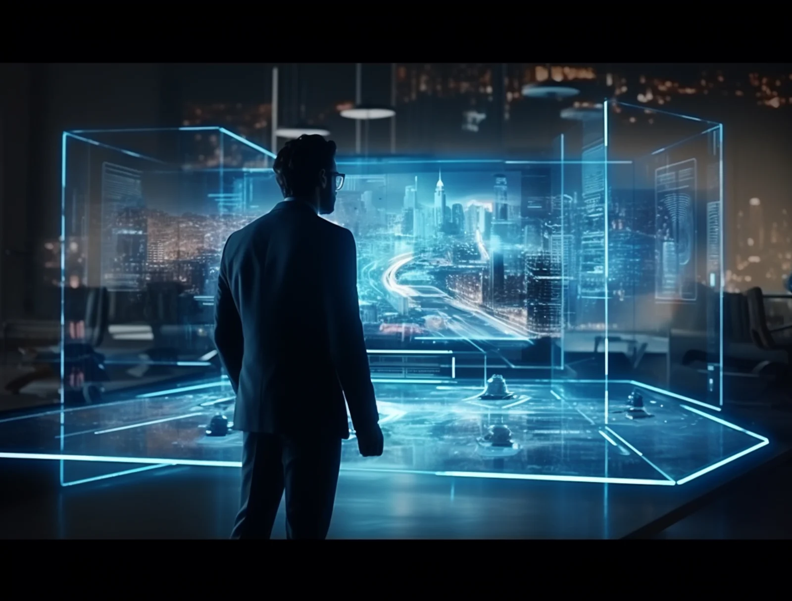 Business person futuristic business environment