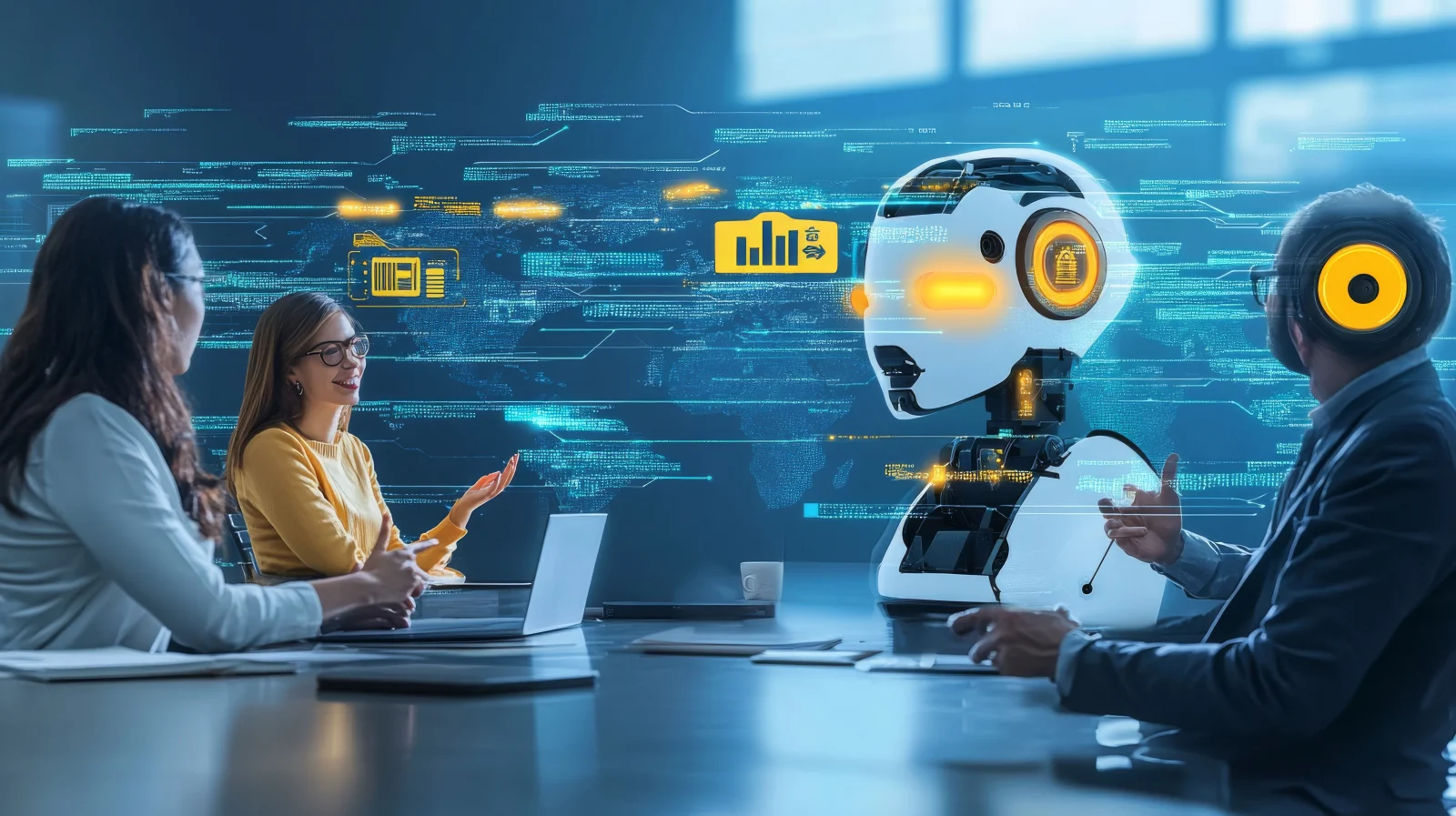 Advanced ai systems creating realtime translations international communication people conversing different languages with ai facilitating instant translation